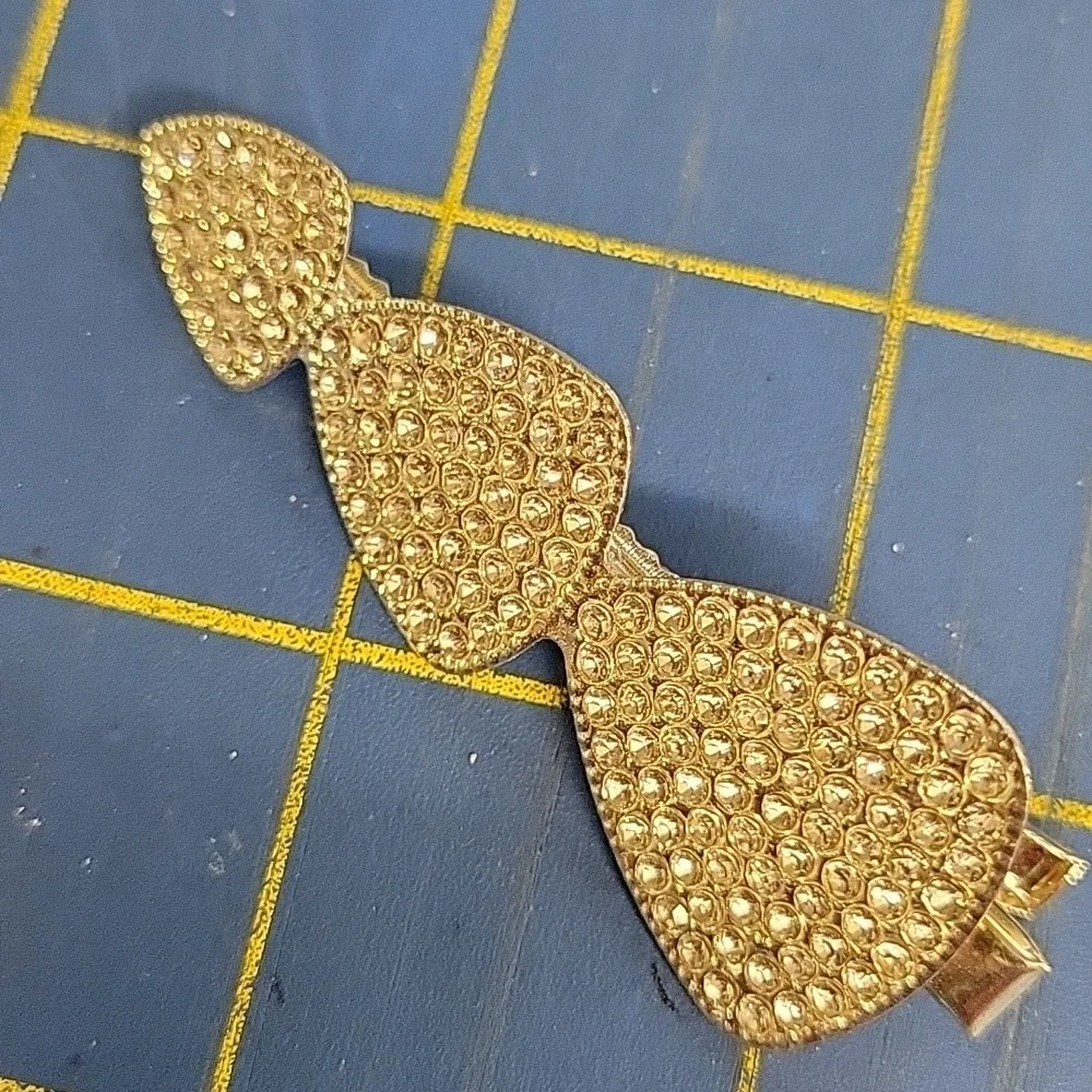 Rhinestone Butterfly Flower Triangle Silver Tone Hair Clips Set of 3